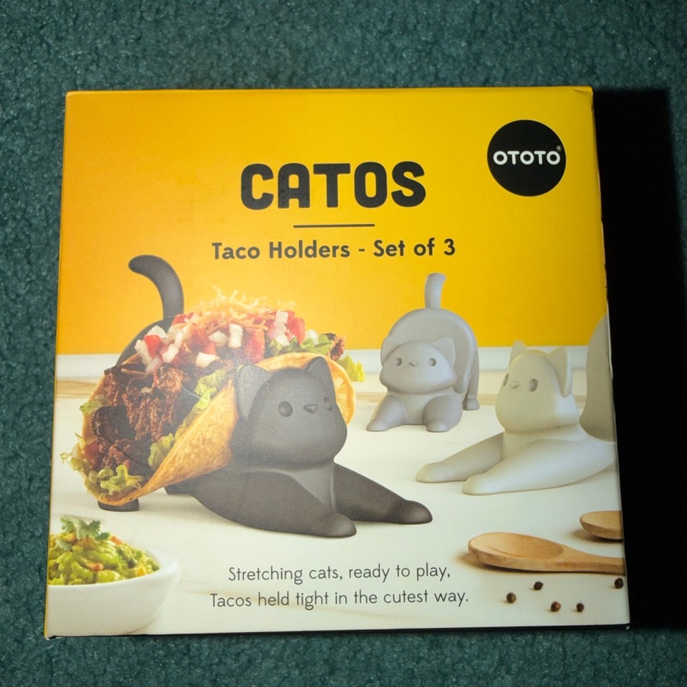 Catos Cat Taco Holders Set of 3 – Black, Light Gray & White